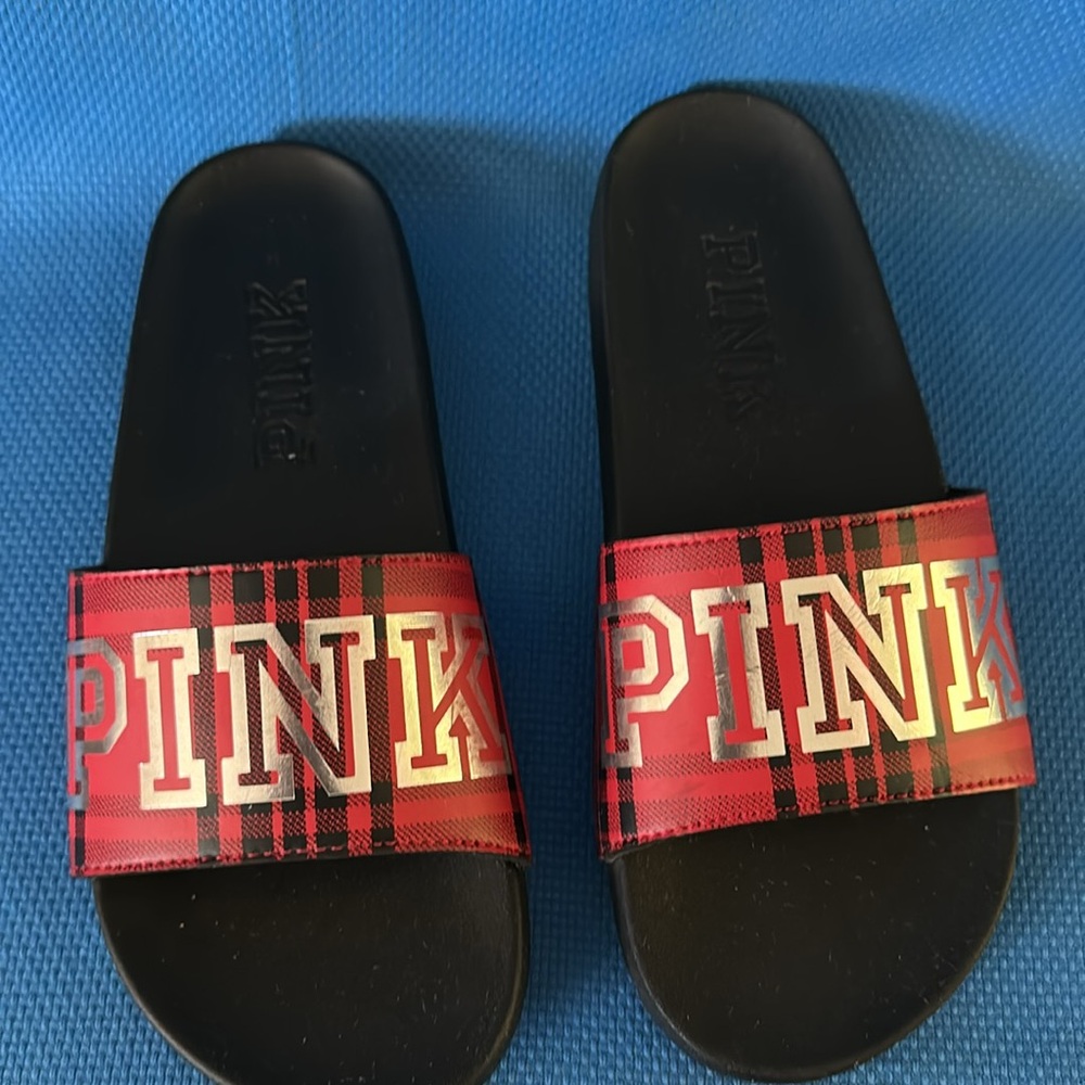VS PINK Plaid Slide Sandals - Picture 4 of 5